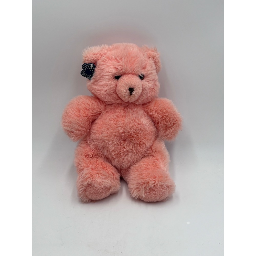 Vintage 1987 Applause Pink Teddy Bear Plush 12 Inch Coral Stuffed Animal Toy